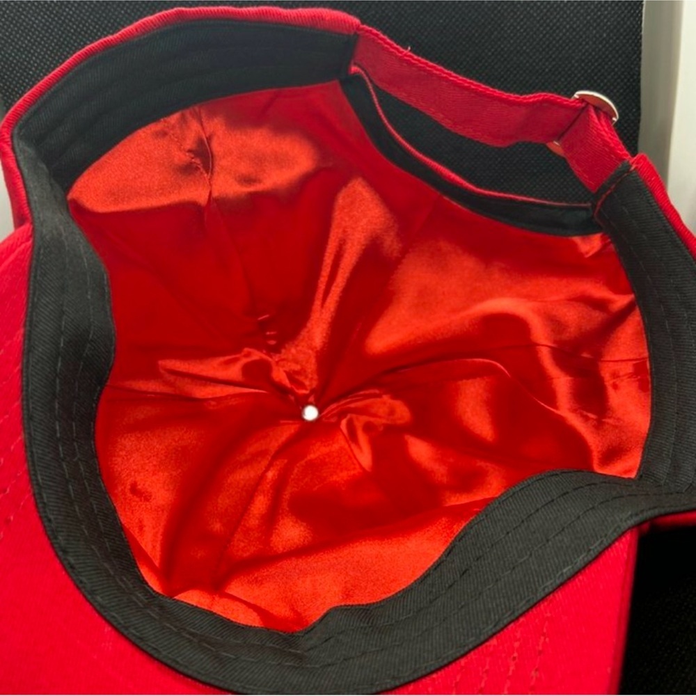 WASH DAY •red Satin-lined dad cap NEW - Picture 2 of 2